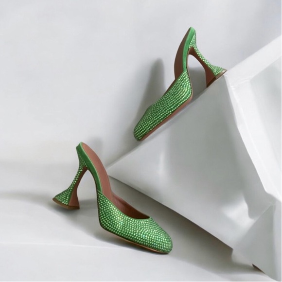 NIB Amina Muaddi Emili Slipper Crystal Mule Heels Size 37.5 $1,210.00 - Picture 2 of 8